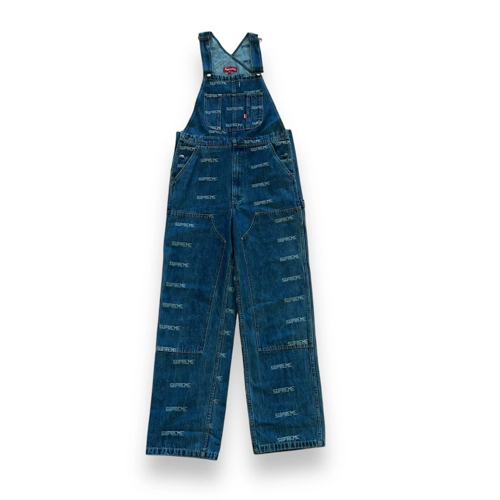 Salopette en jean Supreme Logo homme logo moyen partout bleu 