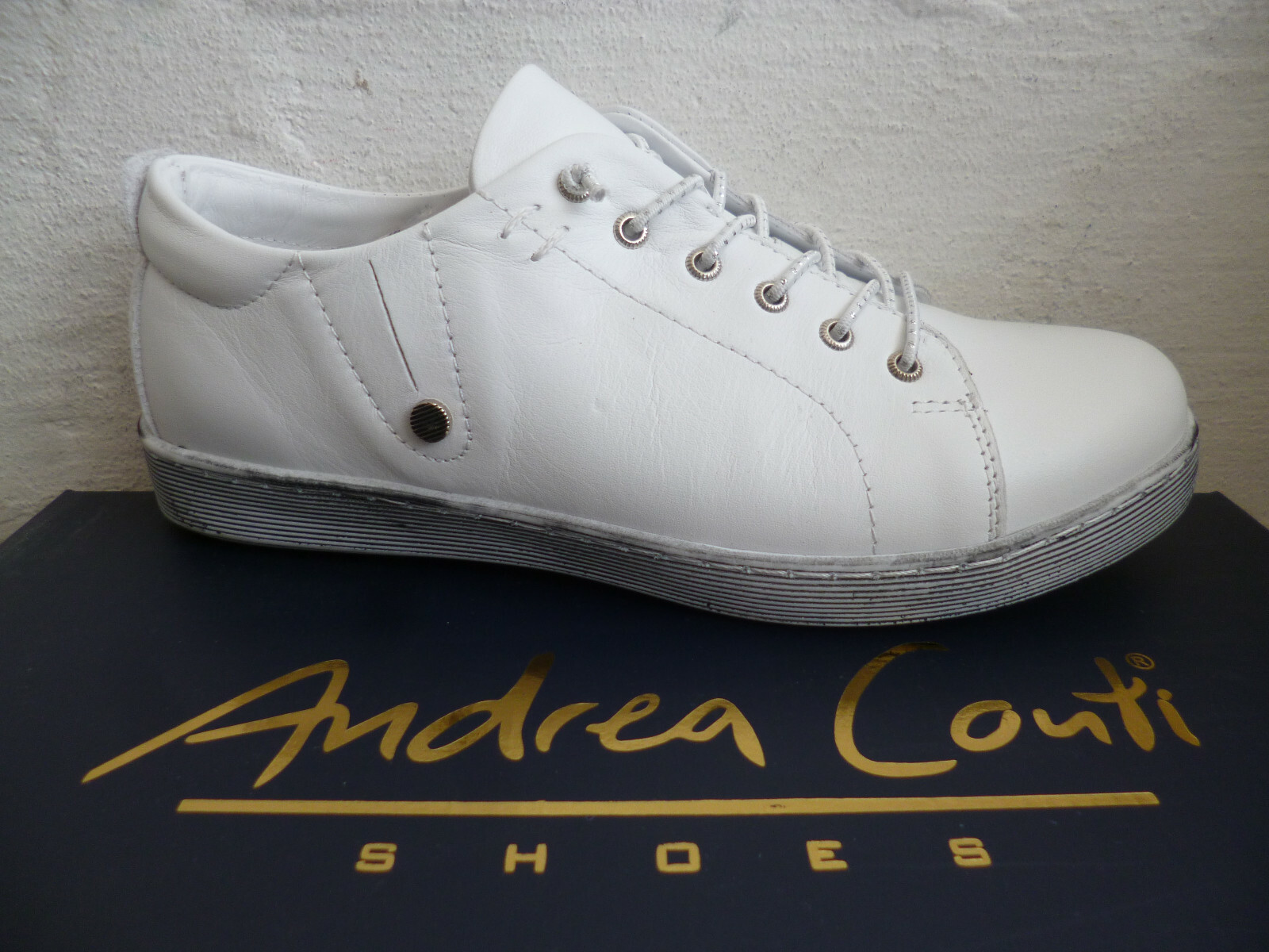 Andrea Conti Slippers Trainers Sneakers Low Shoes Leather White New | eBay