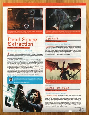 2009 Dead Space Extraction/Dark Void/Dragon Age PS3 Xbox 360 PC Print Ad/Poster 