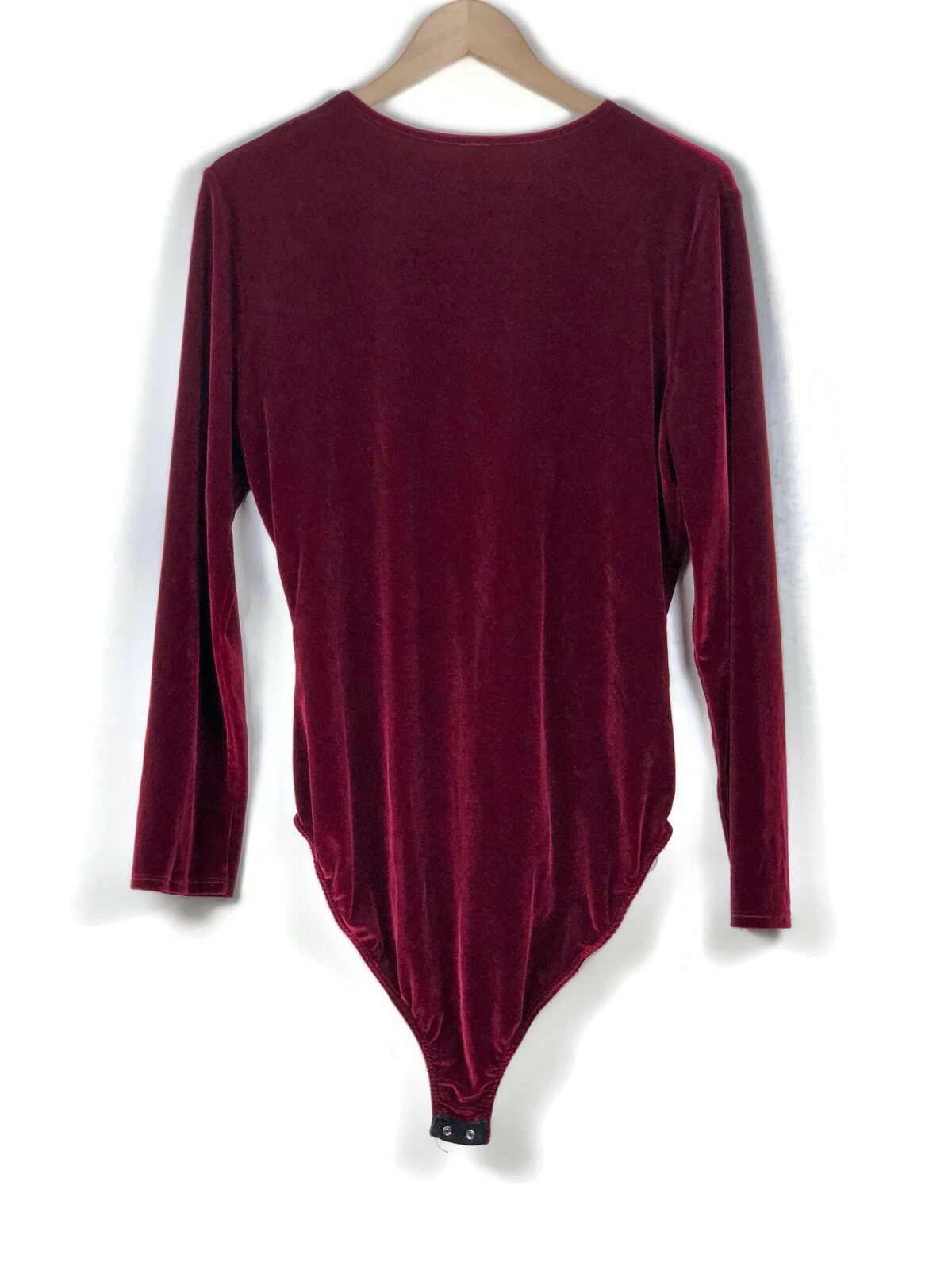 K Glam Red Velvet Bodysuit Black string criss cross tiefront Christmas