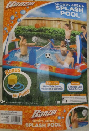 NEW! Banzai Sports Arena Pool, 4-in-1 Inflatable Activity Play Center w/Pump - Picture 1 of 5