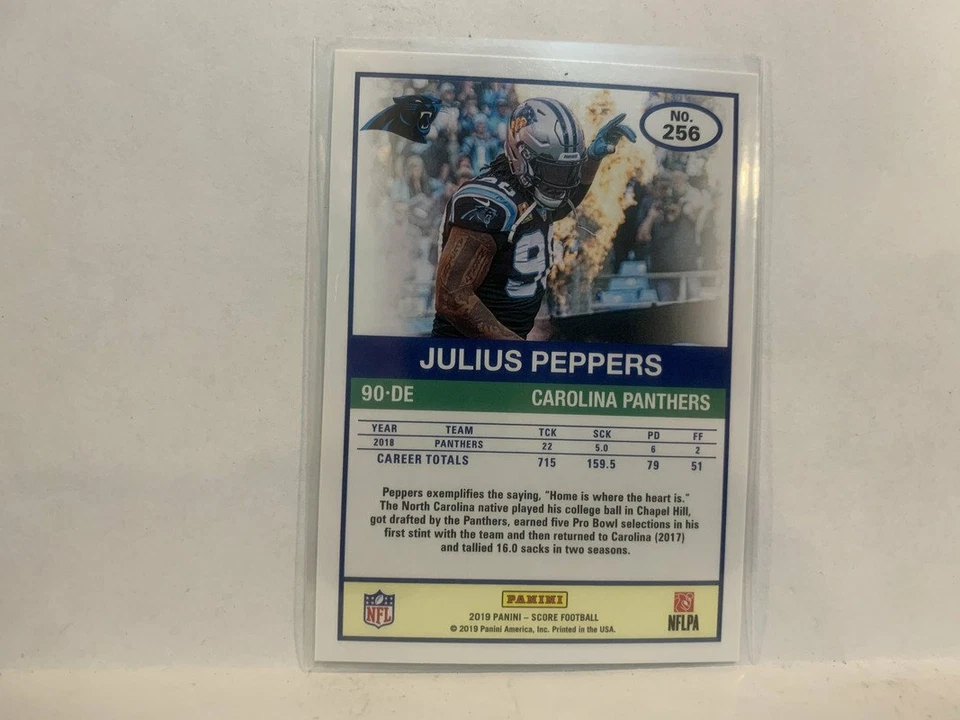 #256 Julius Peppers Carolina Falcons 2019 Score Football Card MA - Image 2 of 2