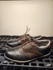 FootJoy DryJoys 53494 Black Brown Leather Lace-Up Golf Oxford Shoes Men's US 10M
