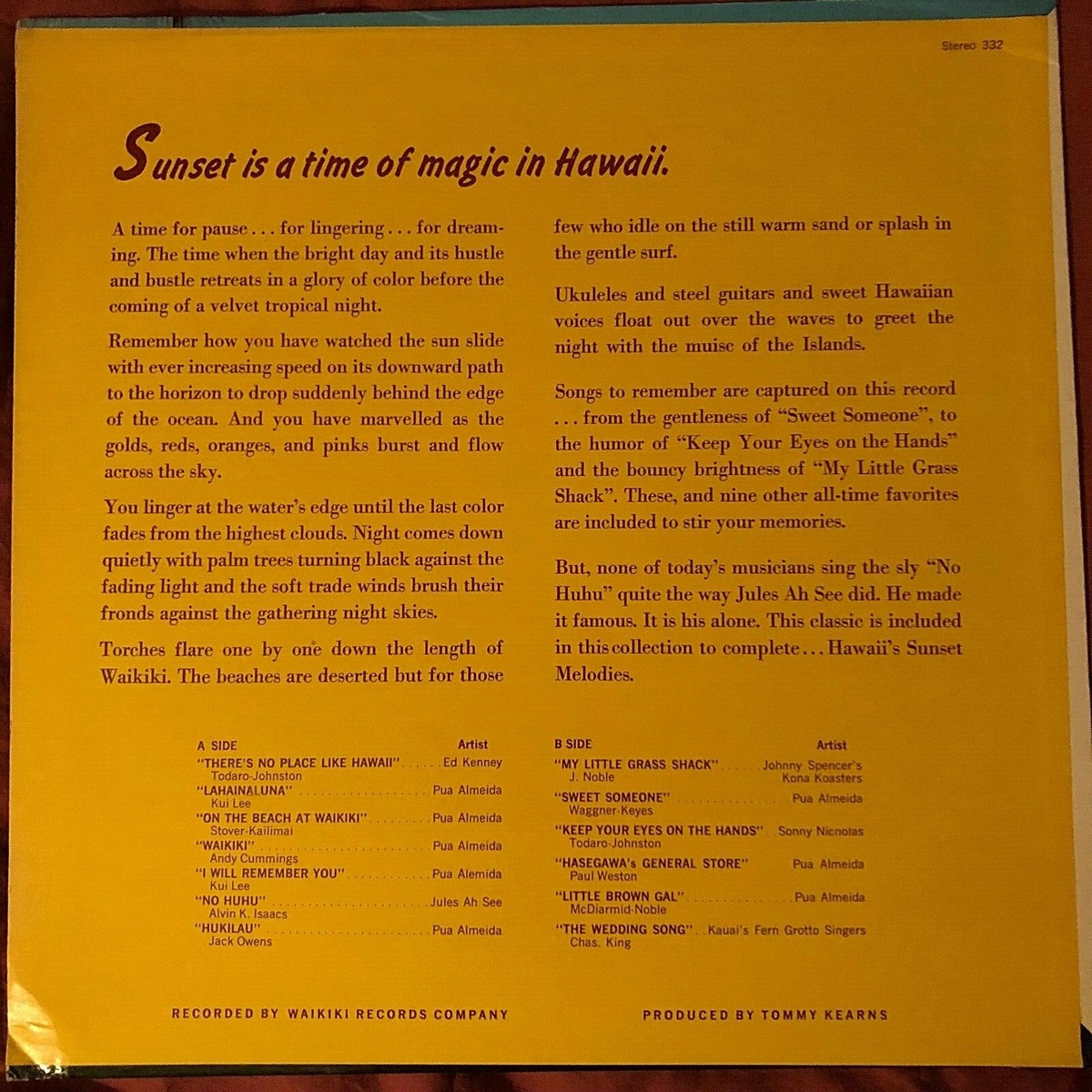 希少　ニッキーズ/DISCO IN HAWAI Hawaii's Sunset Melodies~Waikiki Records Compilation~Stereo