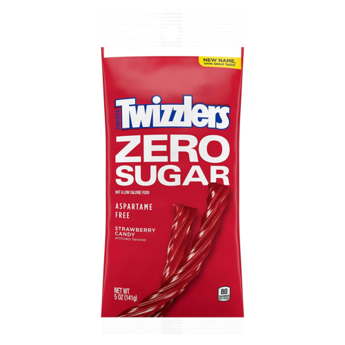 Caramelo masticable con sabor a fresa Zero Sugar Twists TWIZZLERS bolsas de 5 OZ 12 unidades