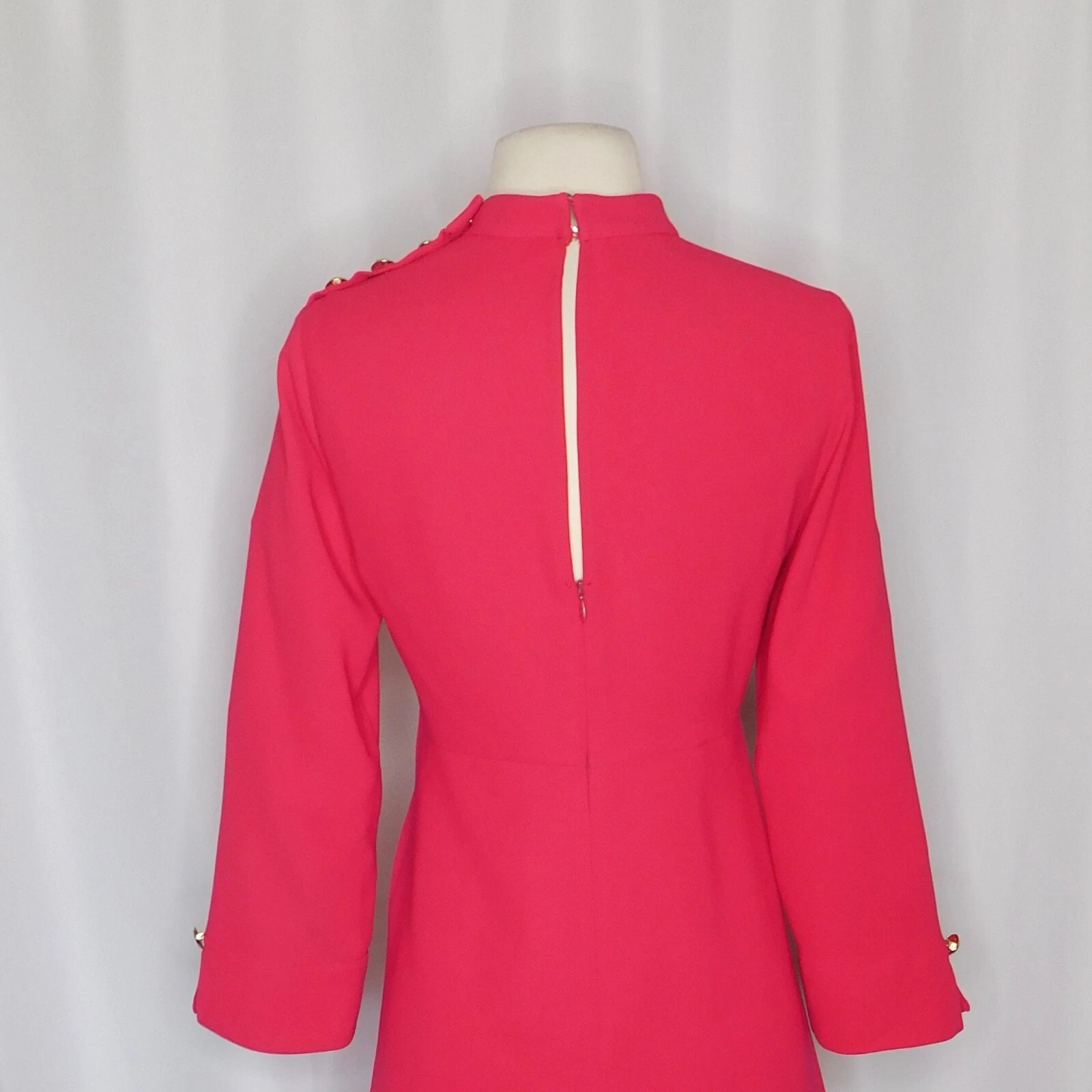 ZARA Mini Abito Finto Scollo Bottoni Oro Rosa Tinta Unita Retrò Maglia San Valentino Piccolo