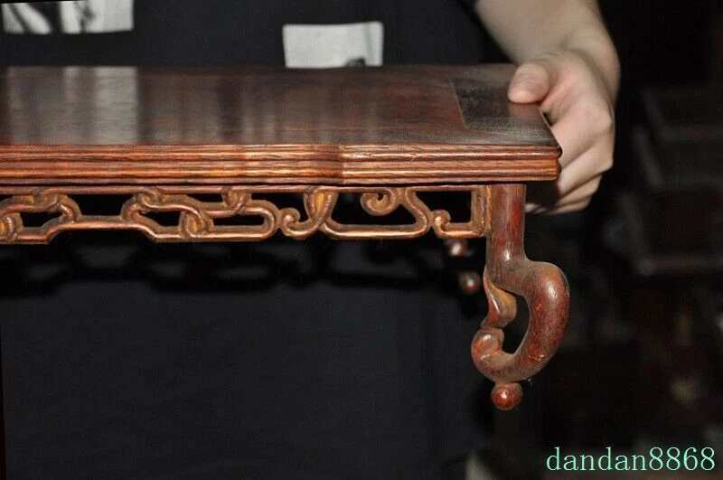 16" Antigua China Huanghuali Madera Tallada a Mano Mesa de Centro Escritorio Mesa de Madera Foto 2 de 4