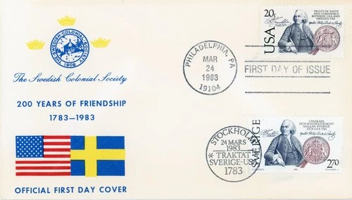 1983 US Sweden Treaty of Amity Joint FDC # 2036 & Sweden # 1453