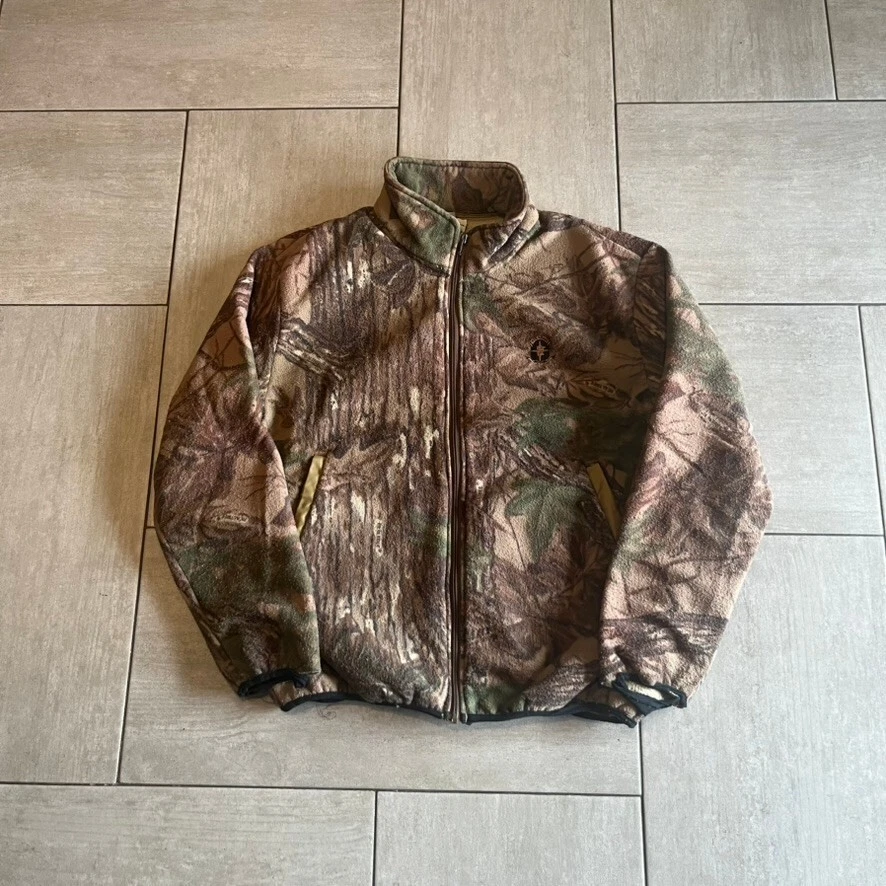 Vintage Stearns Camouflage Fleece Full Zip Jacket Polyester Large - product detail image 1