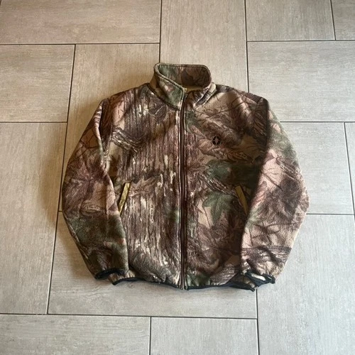 Vintage Stearns Camouflage Fleece Full Zip Jacket Polyester Large video thumbnail