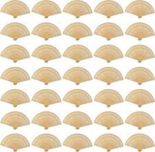 60 Pack Sandalwood Fans Wedding Favors, Hand Held Folding Fans Wooden Openwork P