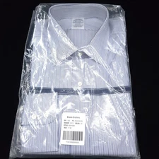 Brooks Brothers -Made USA LUXURY LINE Dress Shirt 17 35 White Blue Stripe Regent