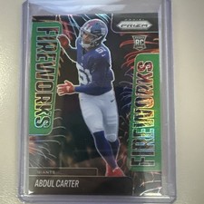 2025 Panini Prizm - Fireworks Abdul Carter #7 Green Prizm (RC)