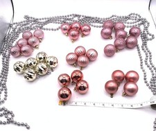   36-Piece Pink  Gold Shatterproof Christmas Ornaments  Silver Glitter Garland