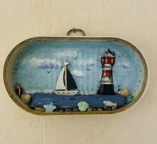 Upcycling Fischdose – Maritime Wanddeko mit Leuchtturm & Segelboot