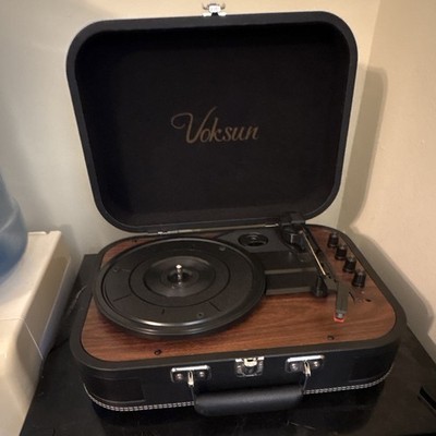Voksun Crosley Cruiser Deluxe Portable Record Player Wood Finish Black Brown