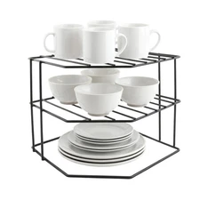 3-Tier Kitchen Corner Shelf Rack – 8.9x8.9x7.5 Inch Metal Wire Counter & Cabi...