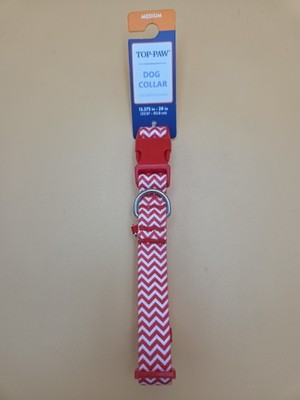 Top Paw Dog Collar Chevron Red & White Nylon Adjustable Medium 14-20 in. NWT