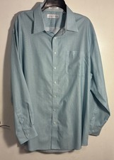 Enro Non-Iron Dress Shirt Mens 18 34-35 Teal -100 Cotton Long Sleeve