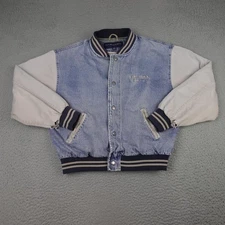 Vintage Swingster Denim Jacket Mens XL GMC Truck Varsity Bomber 90s Thrashed