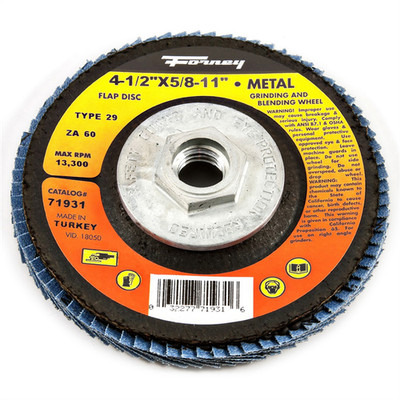 Forney Industries Flap Disc, Type 29, 4-1/2 in x 5/8 in-11, ZA60