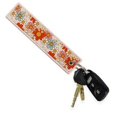Retro Floral Daisy Colorful Flowers Keychain for Motorcycles, Cars, 1 Pc