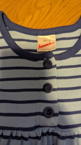 Hanna Andersson 100 cm US 4 dress Blue White Stripes Classic Day Play Style - Picture 2 of 4