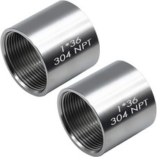 Stainless Steel Pipe Coupling, 1" Female Threaded, 1-1/2" Length, Pack of 2