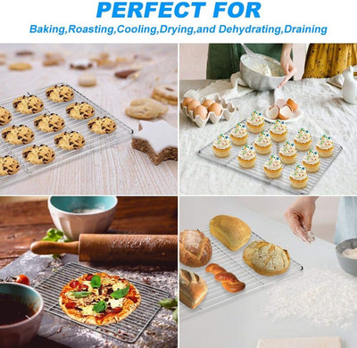 Baking Cooling Racks Set of 2, Stainless Steel Cooling Rack, Cookie Racks, Re...