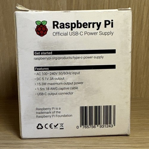 Official Raspberry Pi 4 Power Supply USB to Type-C Adapter - EU Plug (White) - Photo 2/2