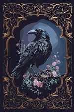 Gothic Floral Crow Notebook: Ruled Paper for Home School College or Work. Gift f