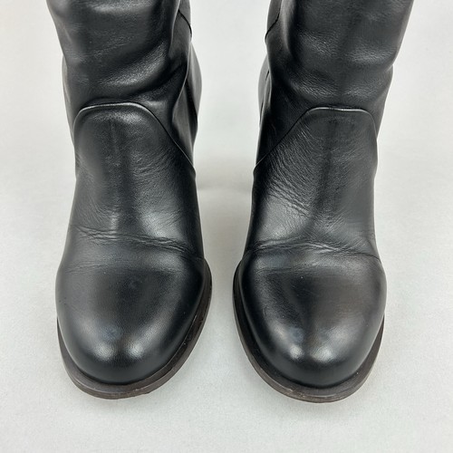 Stivali invernali Topshop neri in pelle al ginocchio con tacco a strappo vestito festa EU38 UK5 - Foto 4 di 11