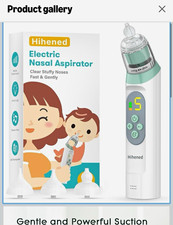 Hihened Electric Nasal Aspirator Baby Nose Cleaner, 5 Suction Modes, White/Green