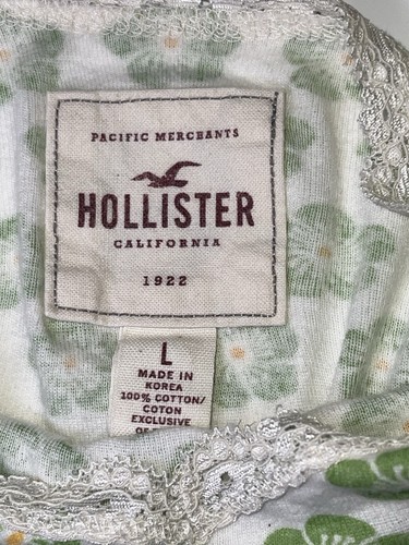 Vtg Hollister Tank Top Y2K Lace Trim Babydoll Cami Coquette Sz L Flowers - Picture 4 of 4