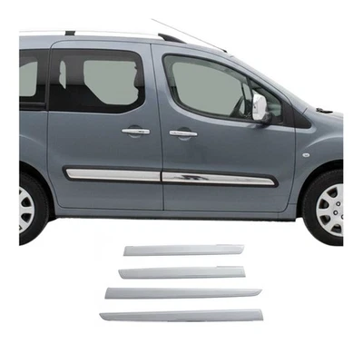 Garniture Baguette de porte latérale pour Peugeot Partner 2008-2018 inox 4Pcs - Photo 1/4