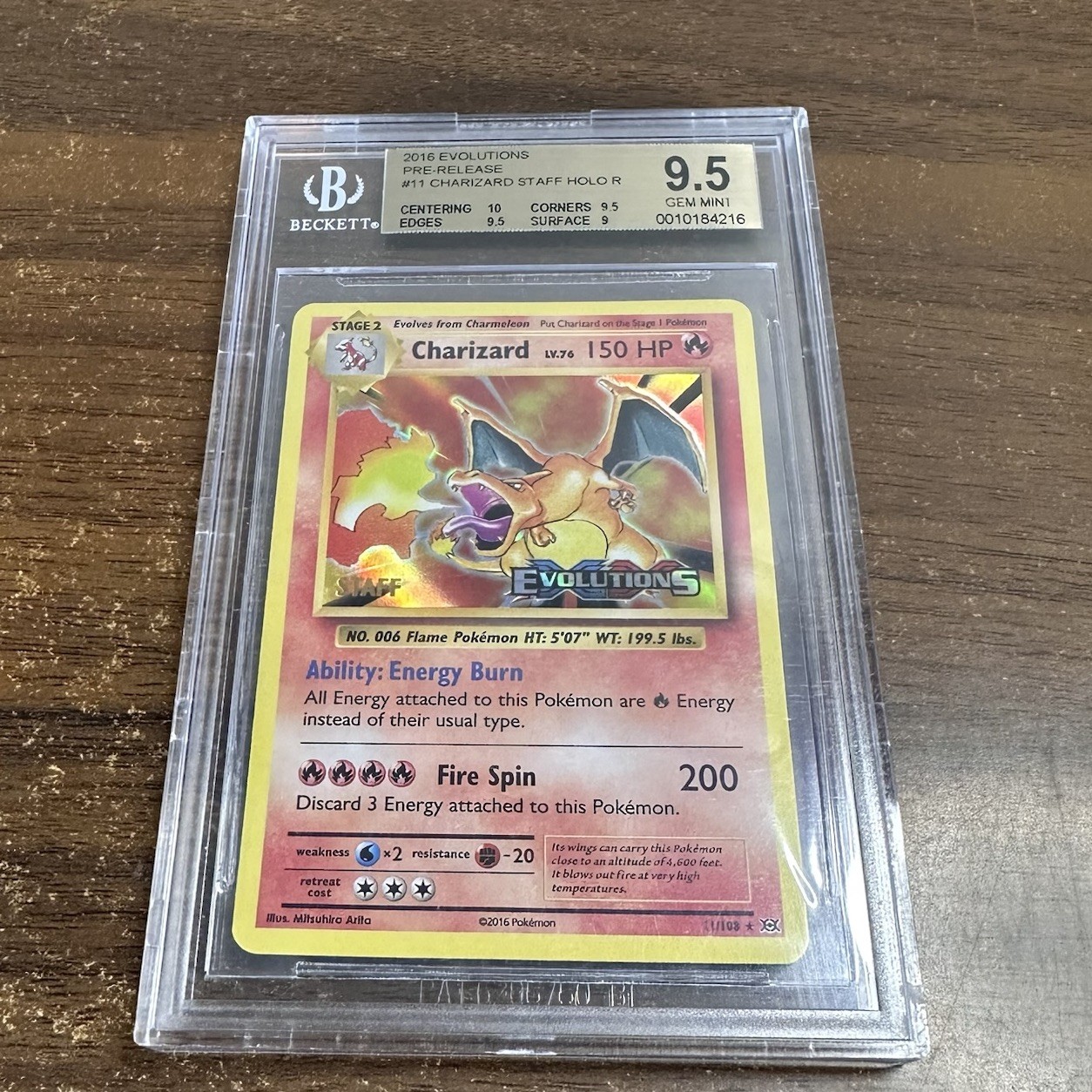 Pokemon Charizard XY Evolutions Staff Prerelease Holo Rare Promo #11 BGS 9.5 Gem
