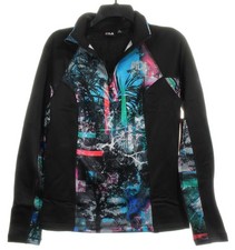 Fila Women's Sport  1/4 Zip Fleece Jacket Black - Multicolor Size M - NWT