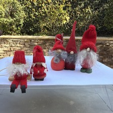 Swedish Wood Tomte Gnome Elf Figures Lot of 5