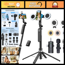 Vlogging Kit for Content Creators - Magnetic Tripod, 2 LED Lights 2 Microphone