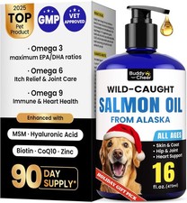 Wild Alaskan Salmon Oil for Dogs Cats, Omega 3 6 9 with Krill Oil, 90 Day Supp