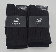 NWT Wool-x French Roast Black Medium Merino Black Socks Bundle of 2
