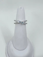 Epiphany Diamonique 3-Stone Cubic Zirconia Crossover Band Sterlin Silver