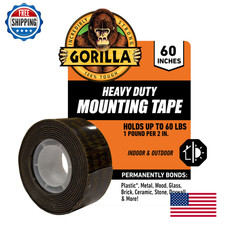 Gorilla Heavy Duty Double Sided Mounting Tape 1"x60" Weatherproof Black 1-Pack