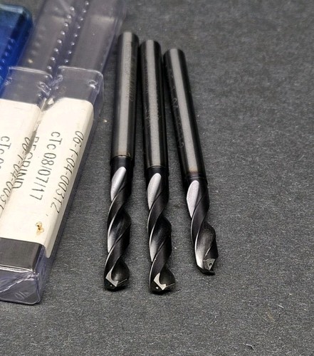 3pc Mitsubishi 1/4" Solid Carbide Drill Coolant Through .250" Resharpened