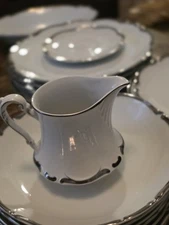 1960 Starlight 3656 Fine China 53-Piece Set White and Silver