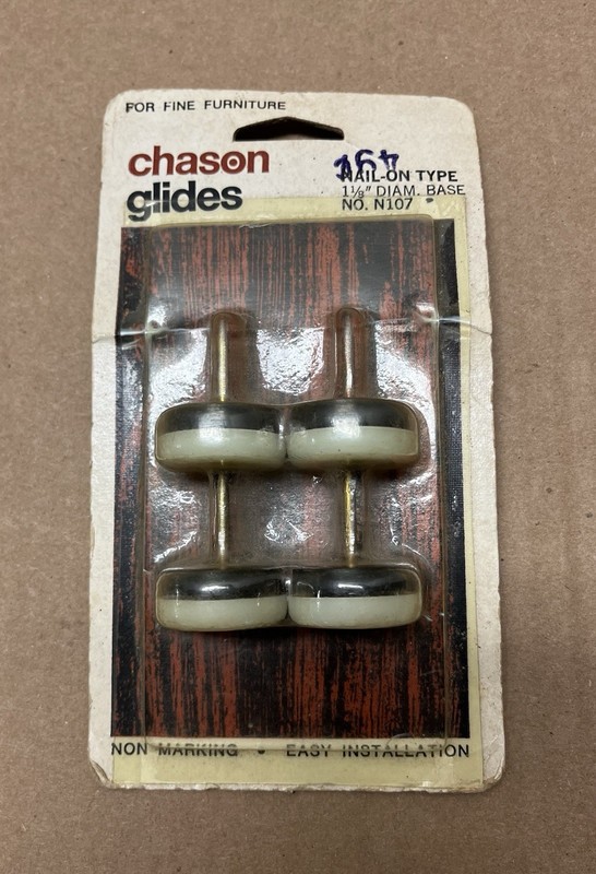 Vintage Chason Nail-on Type Glides. Has A Metal Pin, Cushion Ring & Plastic Base