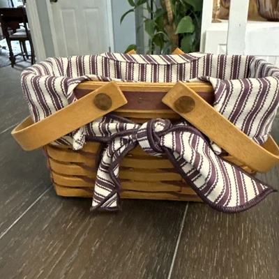 Vntg 1998 Longaberger Sweetheart Picture Perfect Basket Liner & Protector Purple - Image 1 of 4