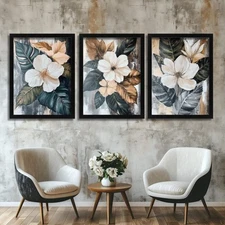 Floral Wall Art Hibiscus Flower Print Contemporary Botanical Prints Set Of 3 Art