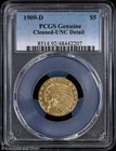 1909-D $5 Gold Indian Head Half Eagle PCGS Genuine UNC Detail | Uncirculated