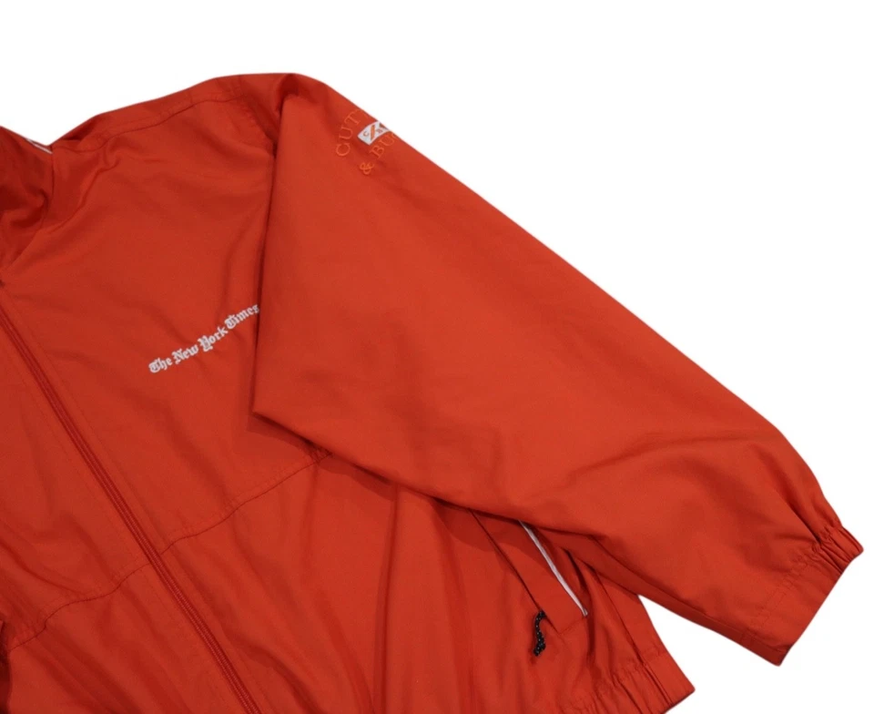 Vintage New York Times Newspaper Mens Large Embroidered Full Zip Orange Jacket - Image 4 of 4